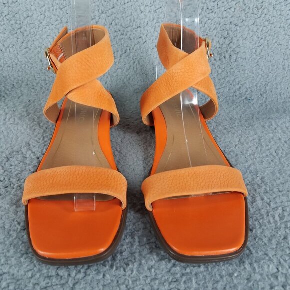 Vionic Anaya Sandals Womens' 7.5 Orange Leather Ankle Straps Flat Comfort Summer - Picture 2 of 12